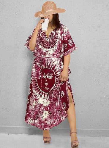 LA LEELA Cotton Batik Women's Kaftan Nightgown