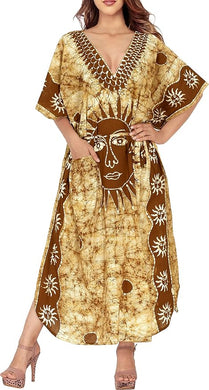 LA LEELA Cotton Batik Women's Kaftan Nightgown