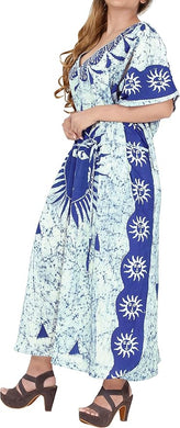 LA LEELA Cotton Batik Women's Kaftan Nightgown