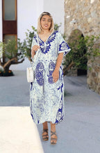 Load image into Gallery viewer, LA LEELA Cotton Batik Women&#39;s Kaftan WITH POCKET Flip Flop