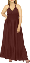 Cargar imagen en el visor de la galería, Solid Violet Halter Neck Long Maxi Dress