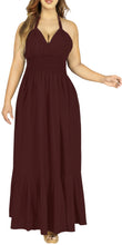 Cargar imagen en el visor de la galería, Solid Violet Halter Neck Long Maxi Dress