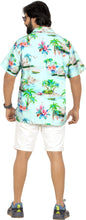 Load image into Gallery viewer, Blue Island Floral and Boat Printed Hawaiian Beach Shirt For Men