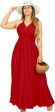 Load image into Gallery viewer, Solid Red Halter Neck Long Maxi Dress