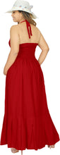 Load image into Gallery viewer, Solid Red Halter Neck Long Maxi Dress