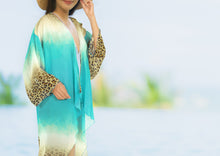 Load image into Gallery viewer, Oceanic Majesty Ocean Blue and Tiger Skin Printed Kimono Shrug Jacket Cover up