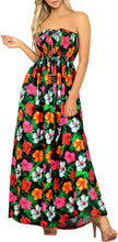 Load image into Gallery viewer, Black Allover Multi-Color Tropical Floral Print Strapless Long Dress