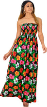 Load image into Gallery viewer, Black Allover Multi-Color Tropical Floral Print Strapless Long Dress