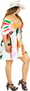 Elegant White Non-Sheer Floral Print V-Neck Beach Cover up For Women