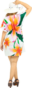 Elegant White Non-Sheer Floral Print V-Neck Beach Cover up For Women