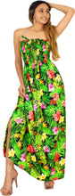 Load image into Gallery viewer, Black and Green Allover Floral Print Long Tube Dress For Women