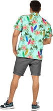 Load image into Gallery viewer, Sea Green Palm Tree Surf Boards and Floral Printed Hawaiian Beach Shirt For Men