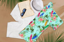 Load image into Gallery viewer, Sea Green Palm Tree Surf Boards and Floral Printed Hawaiian Beach Shirt For Men