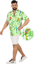 Load image into Gallery viewer, Allover White Parrot and Leaves Printed Hawaiian Beach Shirt For Men