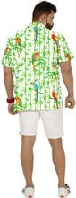 Load image into Gallery viewer, Allover White Parrot and Leaves Printed Hawaiian Beach Shirt For Men