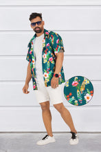 Load image into Gallery viewer, Allover Blue Floral and Surf Boards Printed Hawaiian Beach Shirt For Men