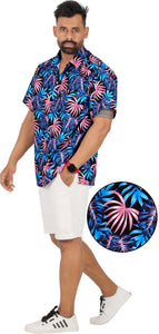 Multicolor Allover Leaves Printed Hawaiian Beach Shirt For Men