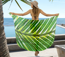 Load image into Gallery viewer, Green Sheer Tropical Laef Print Beach Wrap For Women