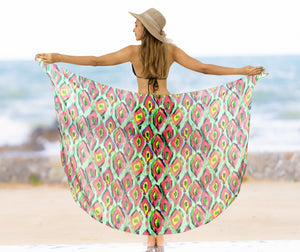 Multicolor Sheer Artistic Print Beach Wrap For Women