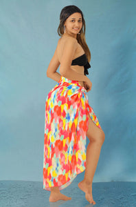 Sheer Abstract Print Beach Wrap For Women