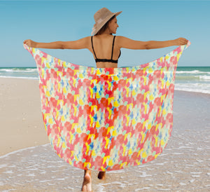 Sheer Abstract Print Beach Wrap For Women