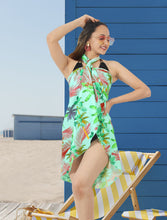 Load image into Gallery viewer, Non-Sheer Palm Tree and Leaves Print Tranquil Sea Green Beach Wrap For Women