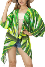 Load image into Gallery viewer, Botanical Whispers Sheer Allover Green Leaves Printed Kimono Shrug Jacket Cover up