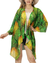 Cargar imagen en el visor de la galería, Island Elegance Sheer Allover Palm Tree Printed Kimono Shrug Jacket Cover up