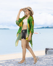 Cargar imagen en el visor de la galería, Island Elegance Sheer Allover Palm Tree Printed Kimono Shrug Jacket Cover up