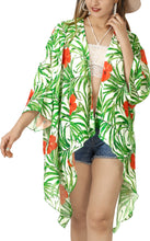 Load image into Gallery viewer, Blooms of Paradise Sheer Allover Hibiscus Flower and Leaves Printed Kimono Shrug Jacket Cover up