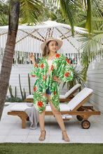 Load image into Gallery viewer, Blooms of Paradise Sheer Allover Hibiscus Flower and Leaves Printed Kimono Shrug Jacket Cover up