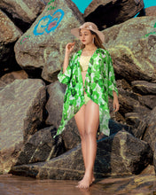 Cargar imagen en el visor de la galería, Desert Bloom Sheer Allover Cactus Printed Kimono Shrug Jacket Cover up