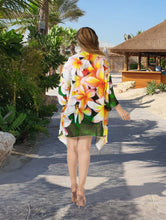 Cargar imagen en el visor de la galería, Whispers of Nature Sheer Allover Flower and Leaves Printed Kimono Shrug Jacket Cover up