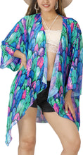 Load image into Gallery viewer, Bohemian Whimsy Sheer Allover Multicolor Feather Printed Kimono Shrug Jacket Cover up