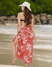 Load image into Gallery viewer, Tropical Radiance Non-Sheer Hibiscus Flower, Leaves and Palm Tree Print Beach Wrap For Women