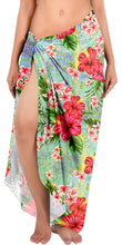 Cargar imagen en el visor de la galería, Island Harmony Non-Sheer Hibiscus Flower and Leaves Print Beach Wrap For Women