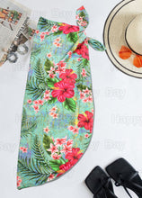 Cargar imagen en el visor de la galería, Island Harmony Non-Sheer Hibiscus Flower and Leaves Print Beach Wrap For Women