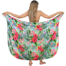 Cargar imagen en el visor de la galería, Island Harmony Non-Sheer Hibiscus Flower and Leaves Print Beach Wrap For Women