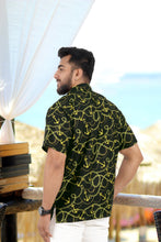 Cargar imagen en el visor de la galería, Allover Anchor And Chain Black Printed Hawaiian Beach Shirt For Men