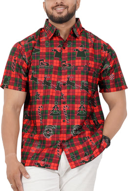 LA LEELA Men's Summer Funny Button Down Christmas Shirt