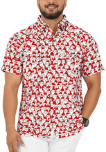 Load image into Gallery viewer, HAPPY BAY Men&#39;s Hawaiian Short Sleeve Button Down Shirts Santa Face, Red