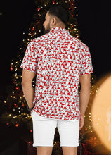 Load image into Gallery viewer, HAPPY BAY Men&#39;s Hawaiian Short Sleeve Button Down Shirts Santa Face, Red