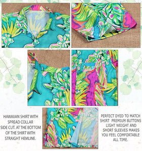 LA LEELA Men Regular Beach Casual hawaiian Shirt Sea Green Tropical P00105