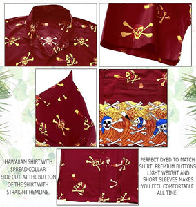 LA LEELA Men Regular Size Beach hawaiian Shirt Aloha Tropical Beach  front Pocket Short sleeve Red P00027