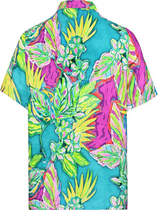 LA LEELA Men Regular Beach Casual hawaiian Shirt Sea Green Tropical P00105