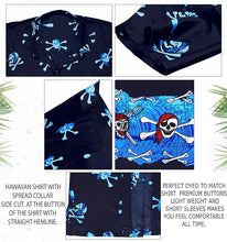 Load image into Gallery viewer, LA LEELA Men Regular Size Beach hawaiian Shirt Aloha Tropical Beach  front Pocket Short sleeve Blue P00037