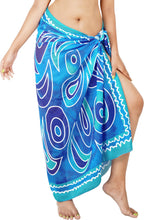 Cargar imagen en el visor de la galería, Embrace Artistry in Motion Blue Sheer Abstract Printed Beach Wrap For Women