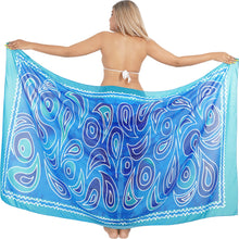 Cargar imagen en el visor de la galería, Embrace Artistry in Motion Blue Sheer Abstract Printed Beach Wrap For Women