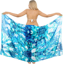 Load image into Gallery viewer, Tropical Sunflower Ink Artwork Beach Wrap For Women in Serene Blue