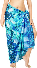 Load image into Gallery viewer, Tropical Sunflower Ink Artwork Beach Wrap For Women in Serene Blue